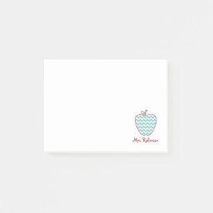 Aqua Chevron Apple Teacher Post-It Notes