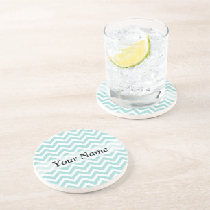 Aqua chevron pattern coaster