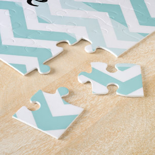 Aqua chevron pattern jigsaw puzzle