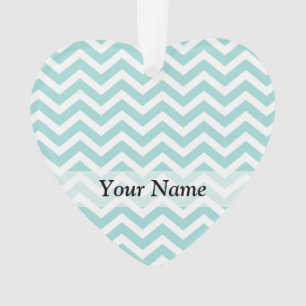 Aqua chevron pattern ornament