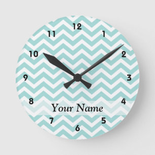 Aqua  chevron pattern round clock