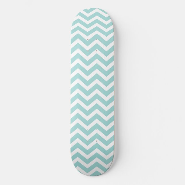 Aqua  chevron pattern skateboard (Front)