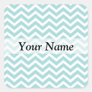 Aqua chevron pattern square sticker