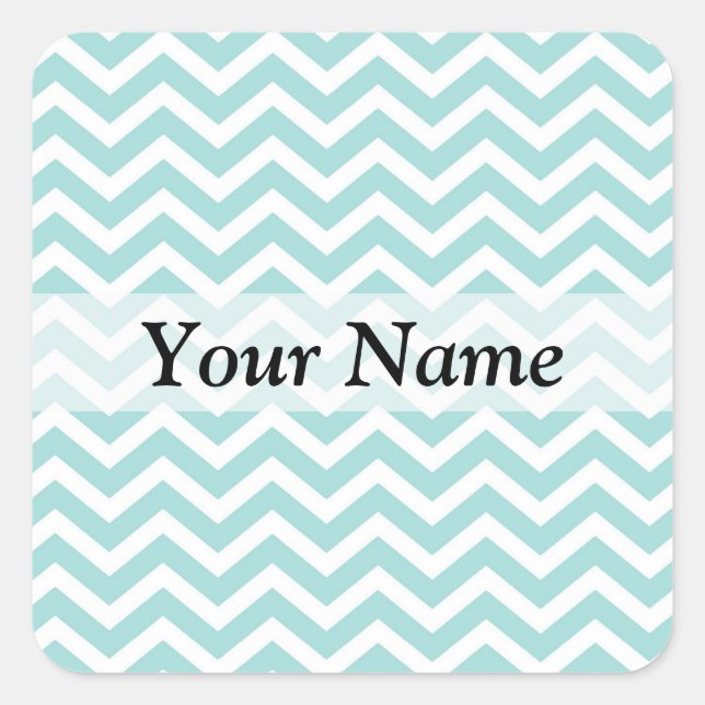 Aqua chevron pattern square sticker (Front)