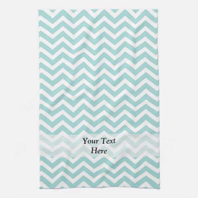 Aqua  chevron pattern tea towel (Vertical)