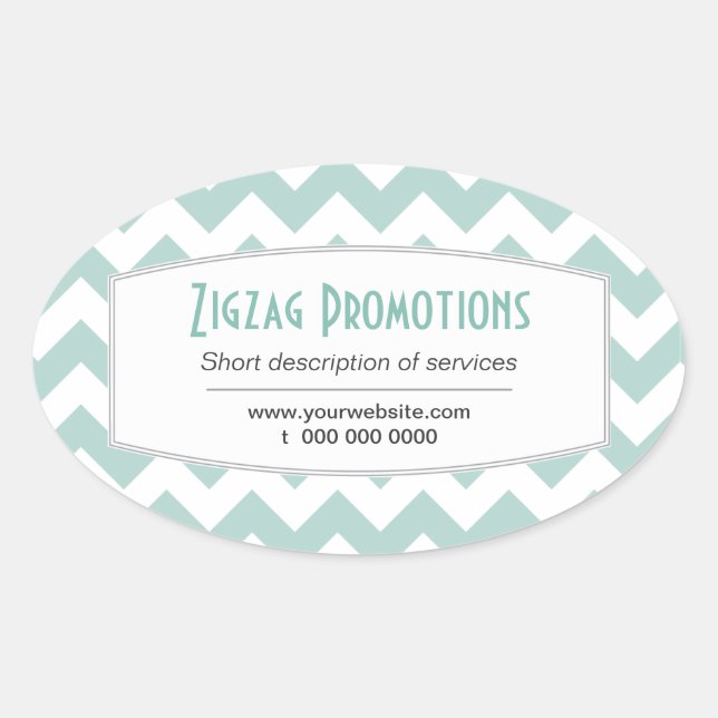 Aqua Chevron Promotional Oval Sticker (Front)