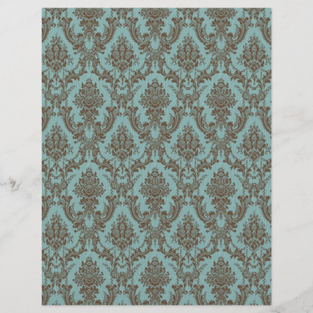 Aqua Chocolate Damask (Front)