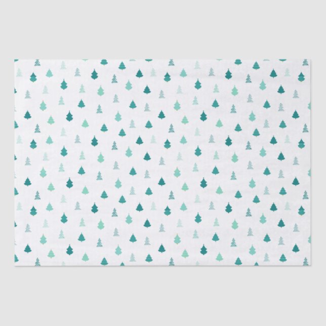 Aqua Christmas Tree Tissue Paper (Front)