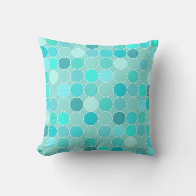 Aqua Circles Pattern Decorative Pillow (Front)