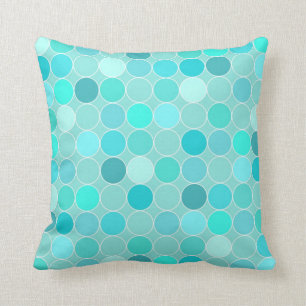 Aqua Circles Pattern Decorative Pillow