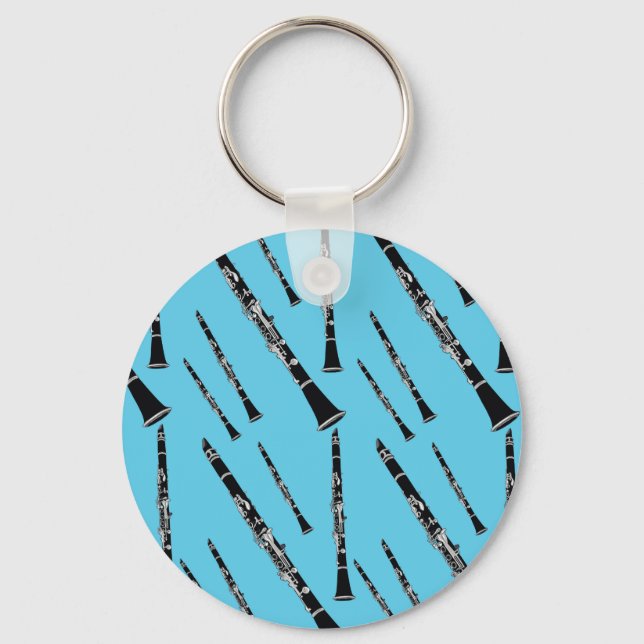 Aqua Clarinet Pattern Key Ring (Front)