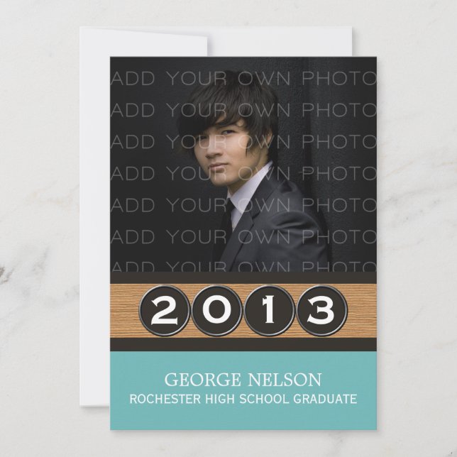 Aqua Classy Keys Graduation Invitation (Front)