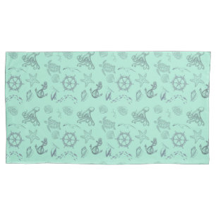 Aqua Coastal Sea Life Pillowcase