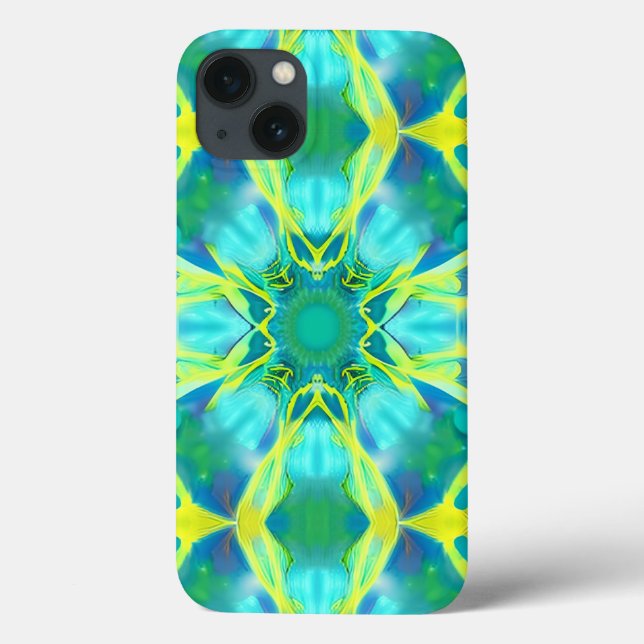 Aqua, Cobalt Blue and Yellow Tie Dye Pattern  Case-Mate iPhone Case (Back)