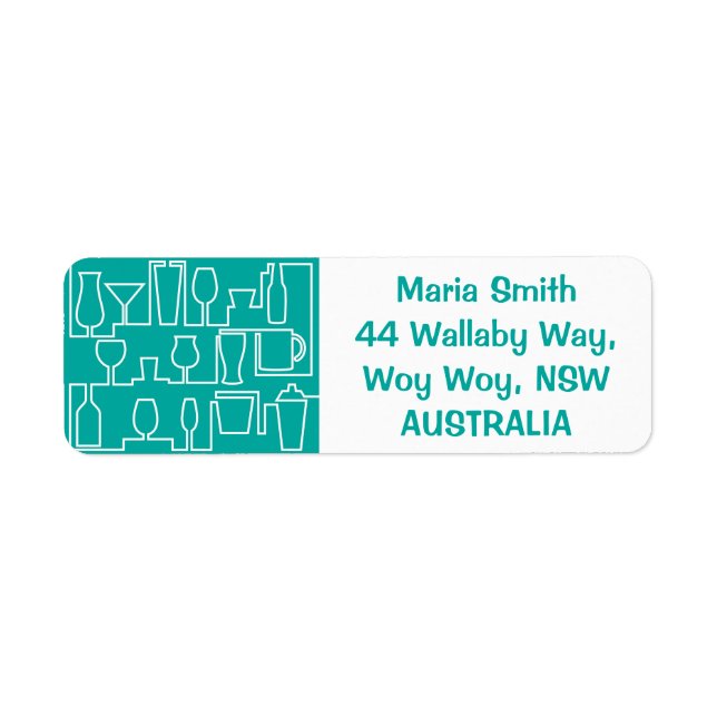 Aqua cocktail party return address label (Front)