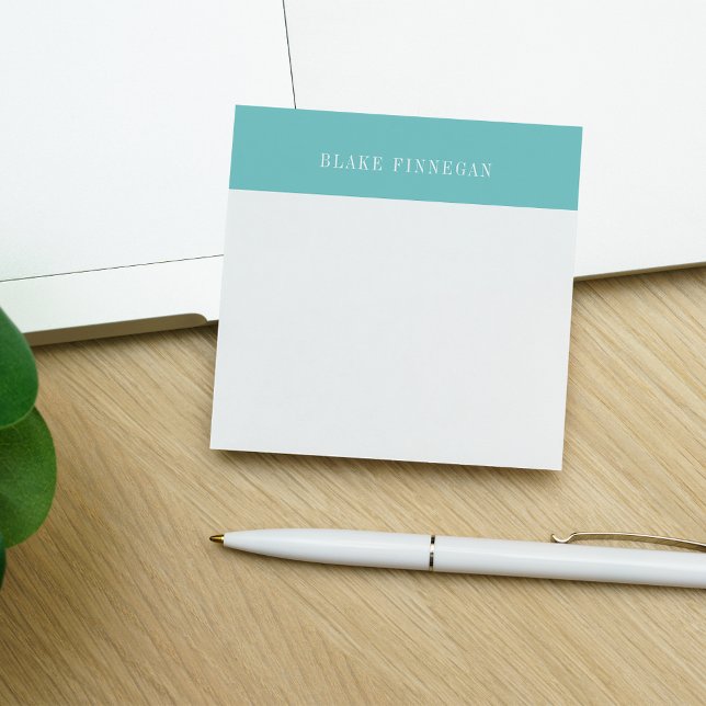 Aqua Colorblock Border | Personalised Post-it Notes (Creator Uploaded)