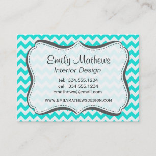 Aqua Colour Chevron; zig zag Business Card