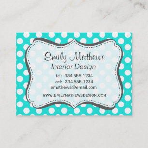 Aqua Colour Polka Dots Business Card