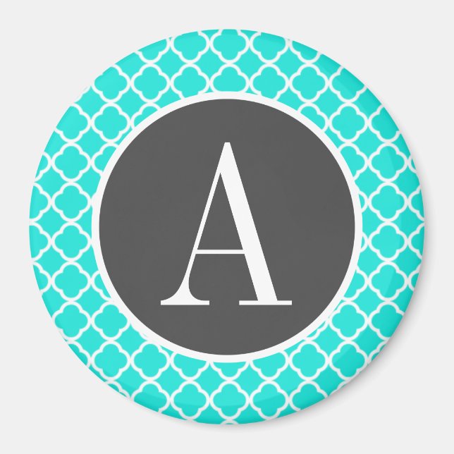 Aqua Colour Turquoise Quatrefoil Magnet (Front)