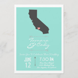 Aqua Coloured Ventura California Wedding Invitatio Invitation