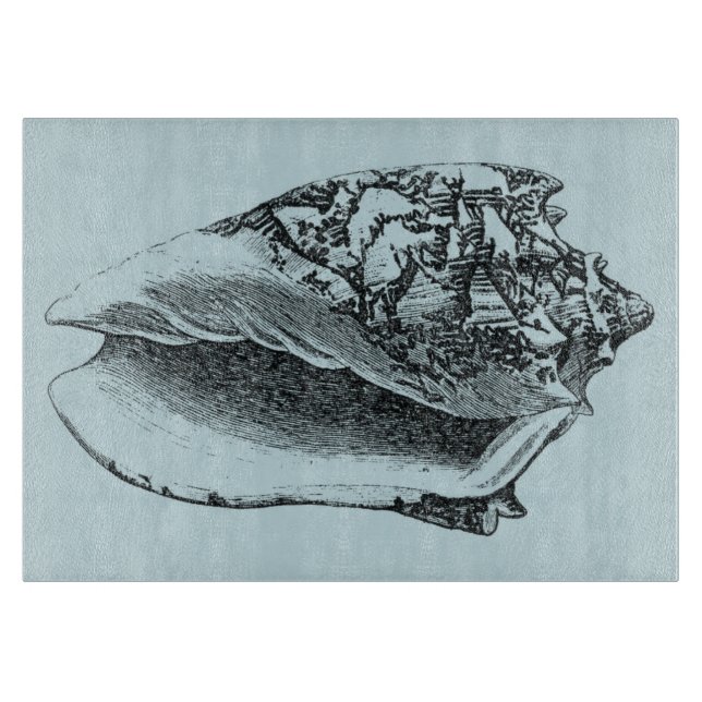 Aqua Conch Shell Cutting Board (Front)