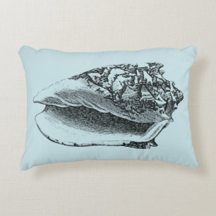 Aqua Conch Shell Decorative Cushion