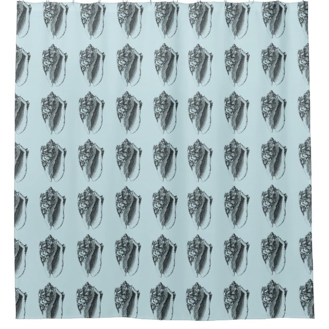 Aqua Conch Shell Shower Curtain (Front)