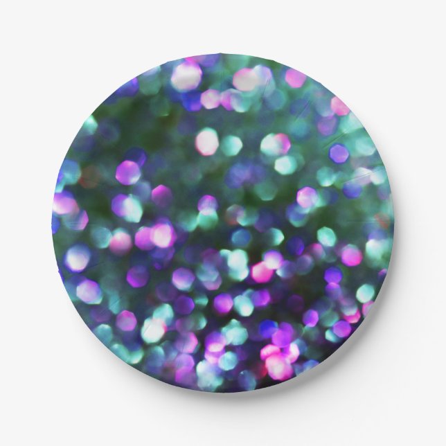 Aqua Confetti Paper Plate (Front)