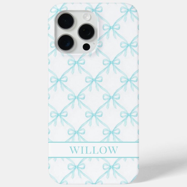 Aqua Coquette Watercolor Bows Case-Mate iPhone Case (Back)