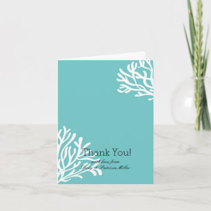 Aqua Coral Beach Thank You Card