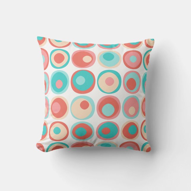 Aqua Coral Circles Cushion (Front)