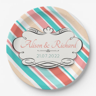 Aqua & Coral Paper Plate