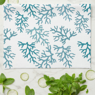 Aqua Coral Reef patterns Tea Towel
