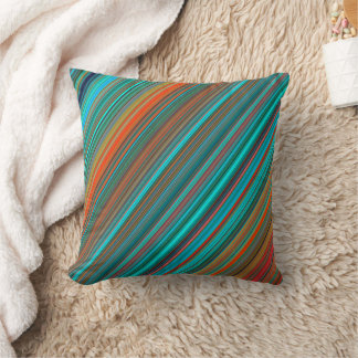 Aqua coral striped cushion