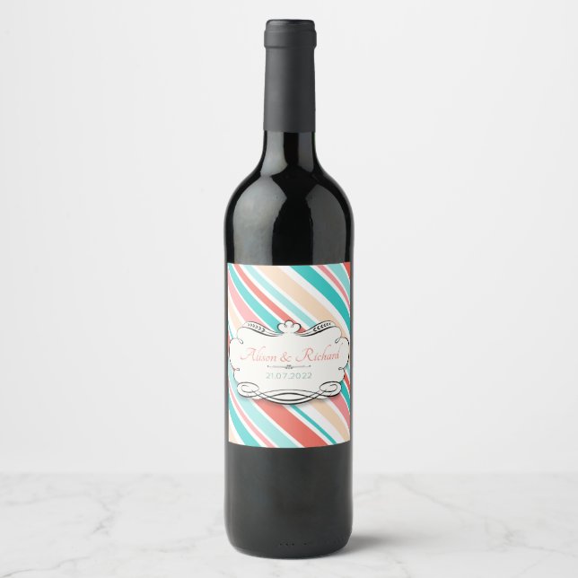 Aqua & Coral Wine Label (Front)