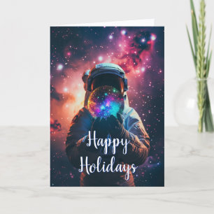 Aqua Cosmic Mystery Holiday Card
