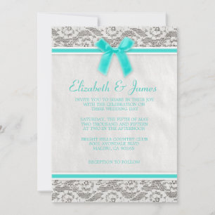 Aqua Country Lace Wedding invitations