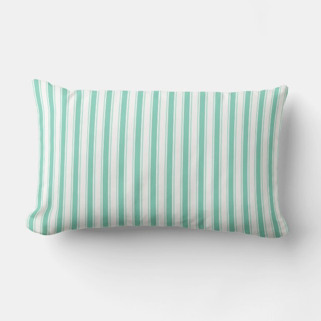 Aqua Country Stripes Lumbar Cushion (Front)