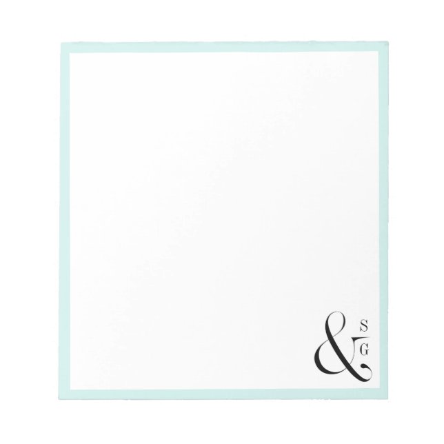 Aqua couple's monogram personalised Stationery Notepad (Front)