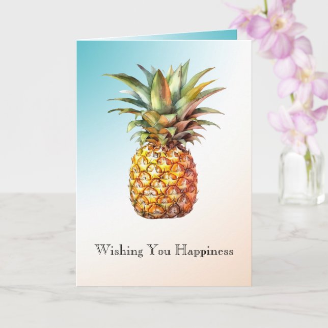 Aqua Cream Happy Tropical Pineapple Card (Orchid)