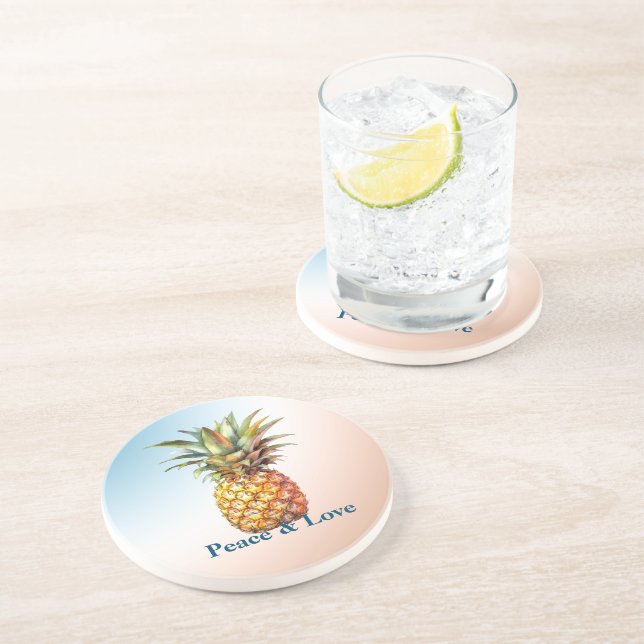Aqua Cream Happy Tropical Pineapple Coaster (Side)