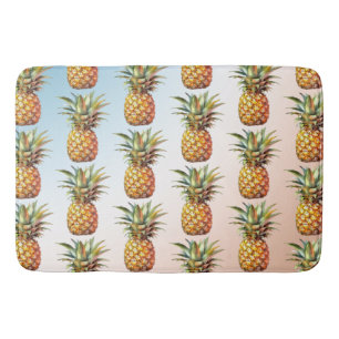 Aqua Cream Happy Tropical Pineapples Bath Mat