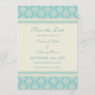 Aqua Cream Wedding Save the Date Card