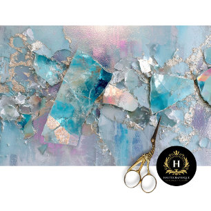 Aqua Crystal Dragon Scale Decoupage Paper