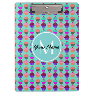 Aqua Cupcake Personalized Monogram Clipboard