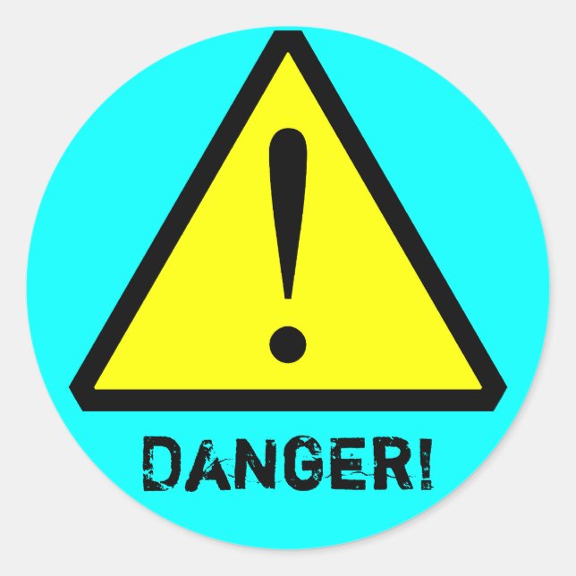 Aqua Customisable Warning Symbol Sticker (Front)