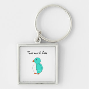 Aqua cute penguin key ring