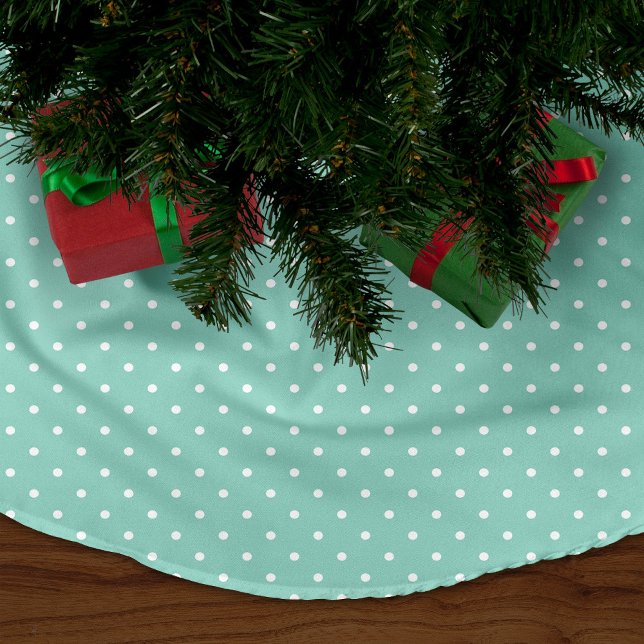 Aqua Cute Polka Dots Fleece Tree Skirt (Creator Uploaded)