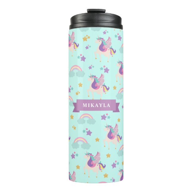 Aqua | Cute Rainbow Unicorn Thermal Tumbler (Front)