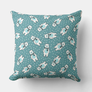 Aqua cute snow polar bear pattern cushion